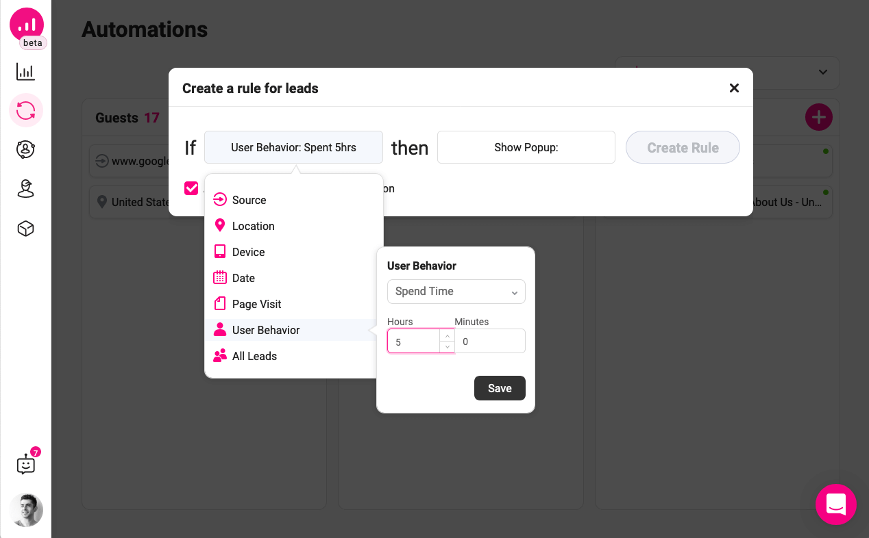 how to personalize website - Growmatik - user behavior - spent time