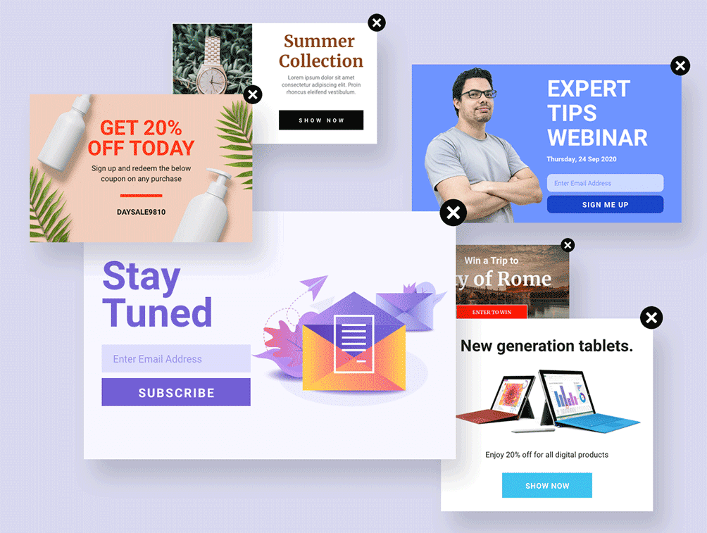 personalized popups for wordpress - popup premade templates