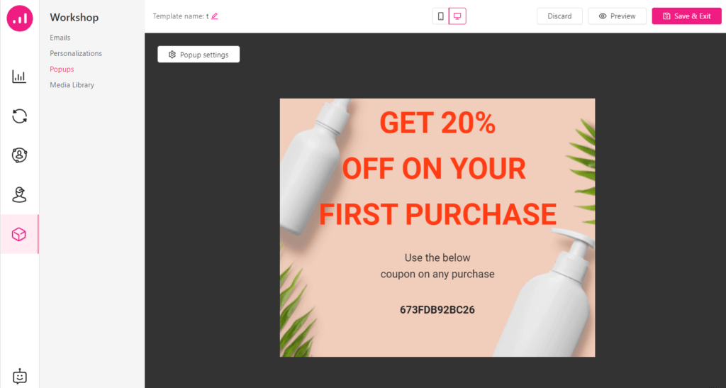 personalization at scale popup builder first time purchase discount