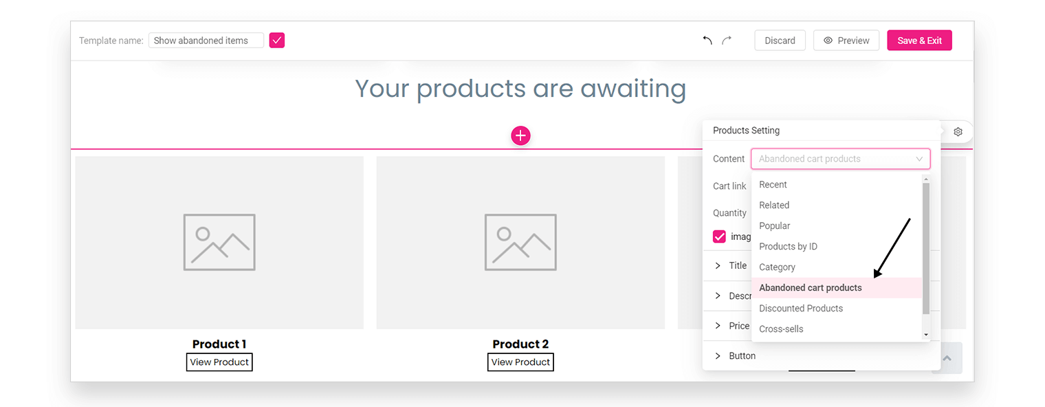 abandoned cart email templates - personalized webpages