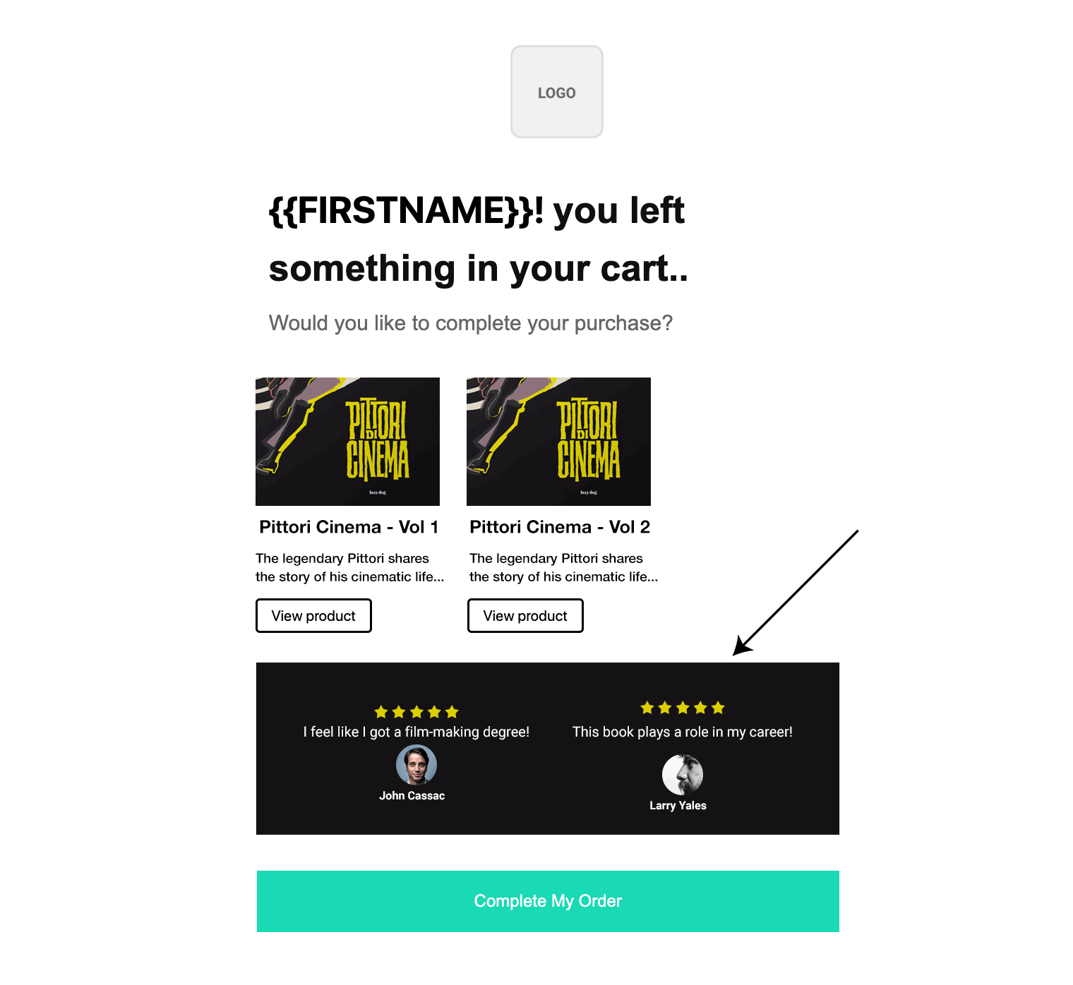 abandoned cart email templates - social proofs