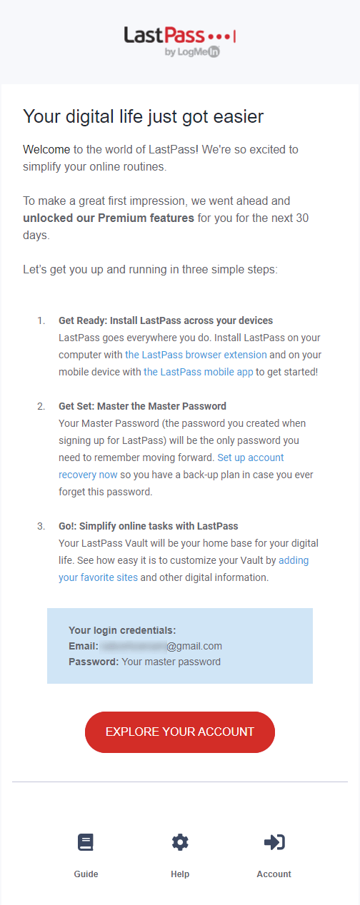 welcome email template - Last pass