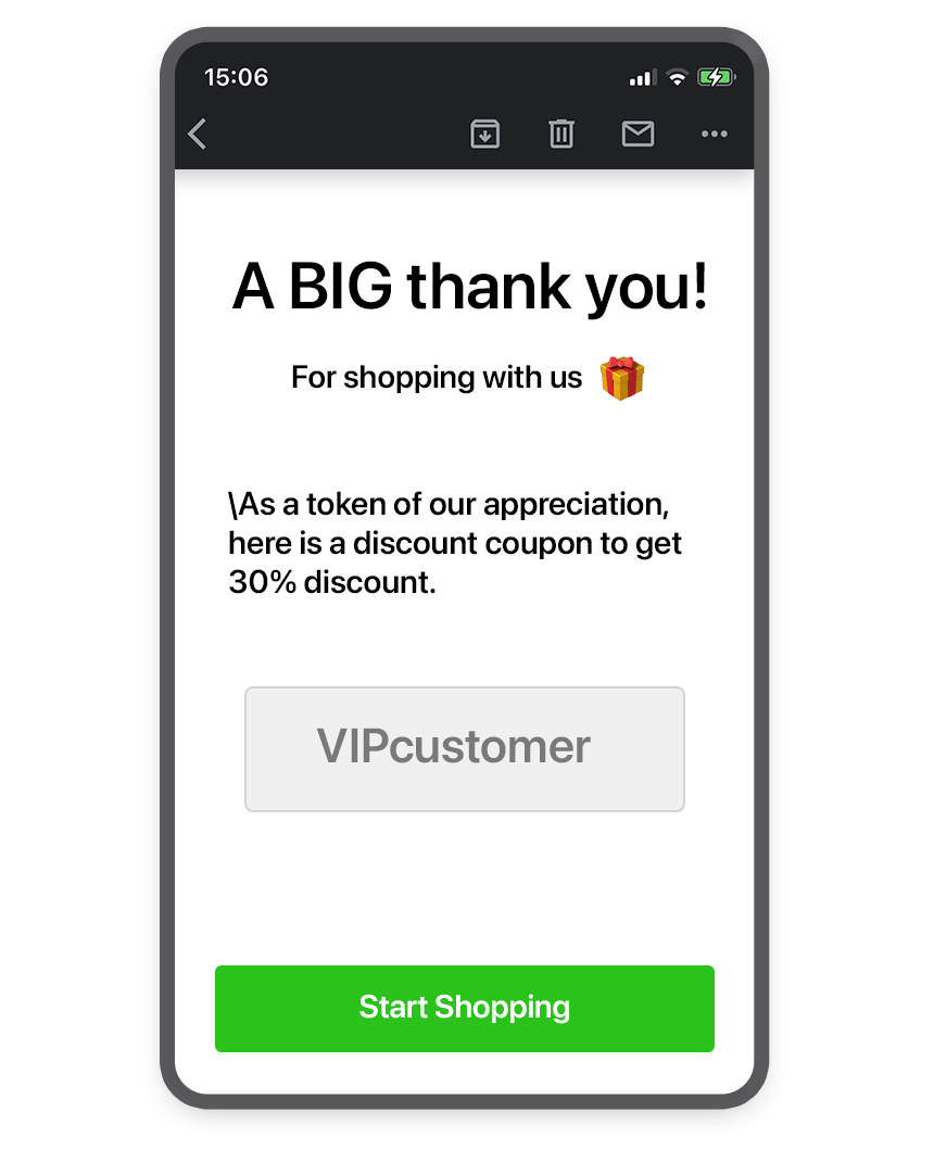 email Reward VIP customers