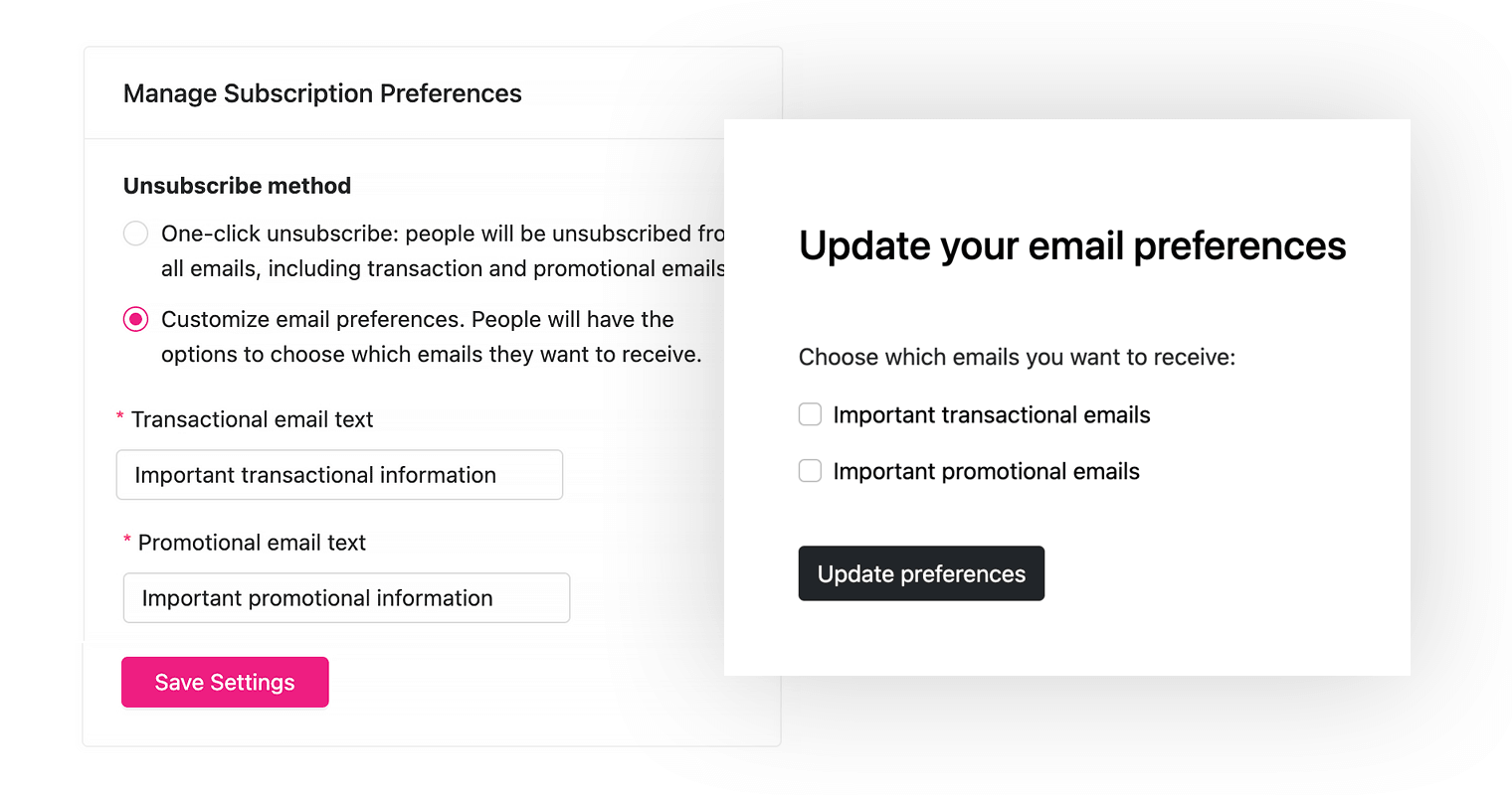 email deliverability - manage subscription preferences