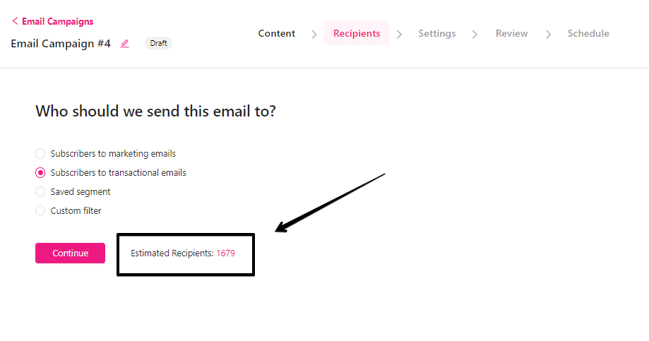 Growmatik-email-campaign-estimated-audience-count
